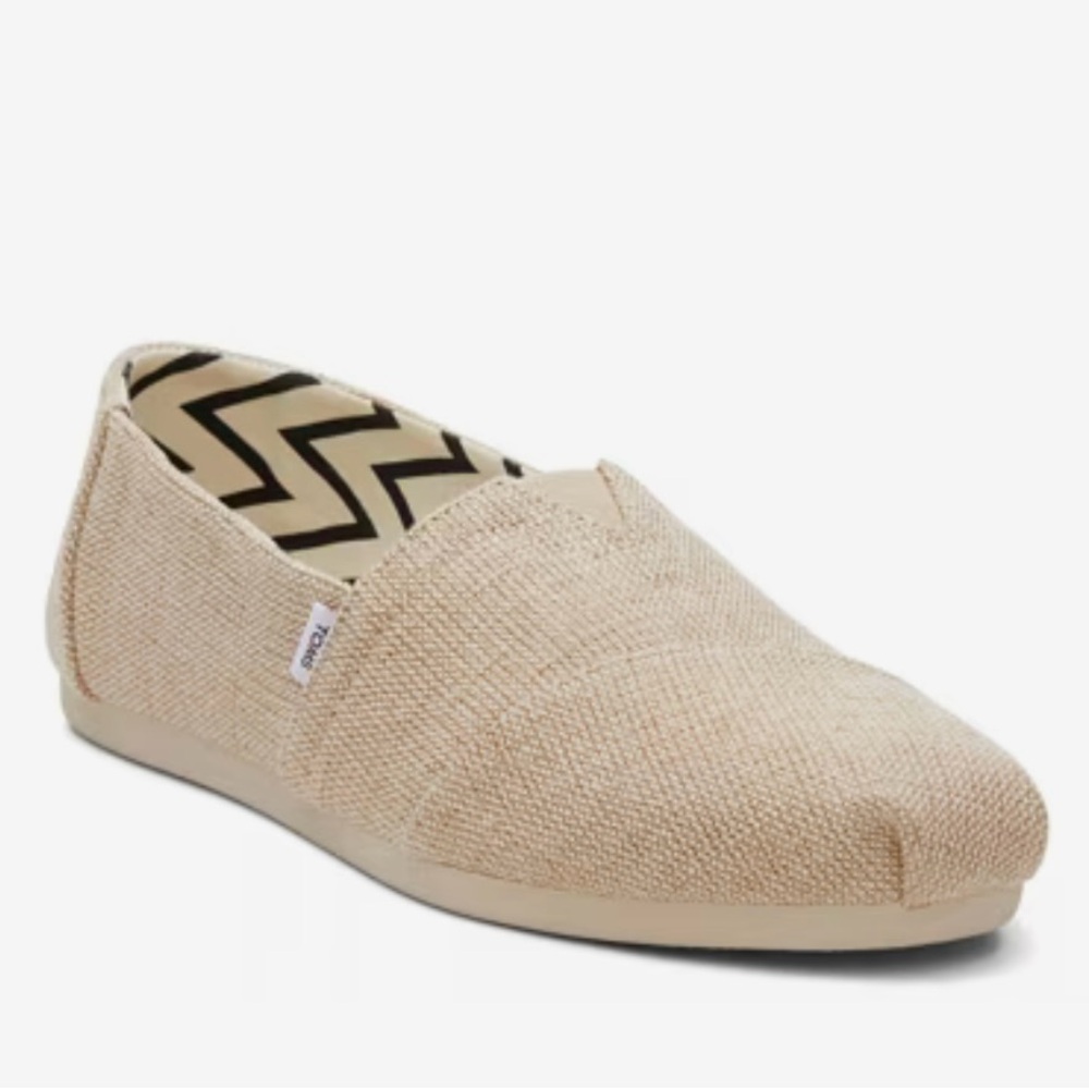 TOMS Beige Slip-On Burlap Flats